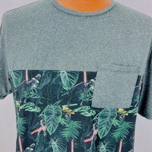 Star Wars Hawaiian Aloha T Shirt L Darth Vader Yoda LightSaber Palm Leaves